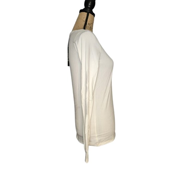 NWT Poof Poof Apparel Ivory Long Sleeve Scoop Neck Tunic Top Minimal Basic Small - Picture 5 of 5
